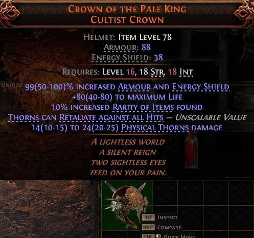 MMOJUGG 流亡黯道 2 (Path of Exile 2) CROWN OF THE PALE KING CULTIST CROWN#1030873 查看物品功能與使用說明